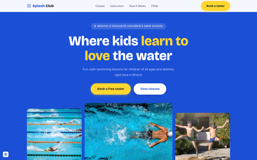 Splash Club website